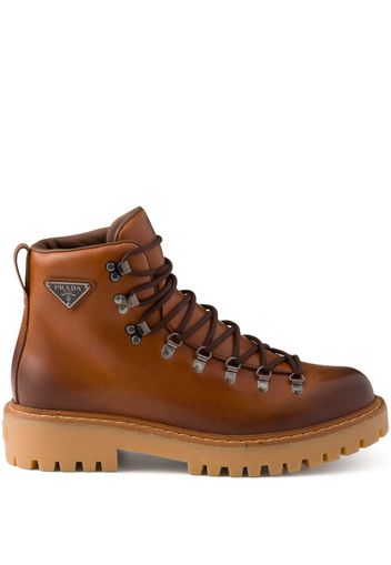 Prada laced leather boots - Braun