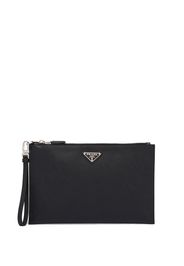 Prada Clutch mit Logo-Schild - Schwarz