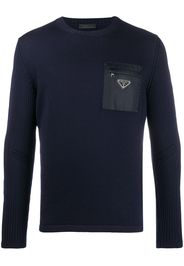 Prada Pullover mit aufgesetzter Tasche - Blau
