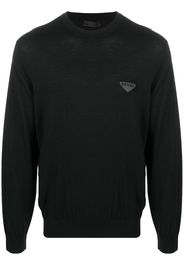 Prada Gestrickter Pullover mit Logo - Schwarz