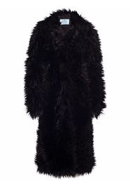 Prada Einreihiger Mantel aus Faux Fur - Schwarz