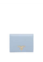 Prada logo-lettering compact wallet - Blau