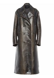 Prada double-breasted leather coat - Schwarz