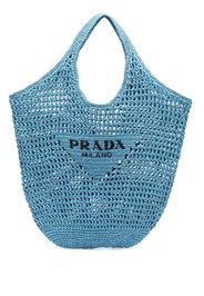 Prada logo straw tote bag - Blau