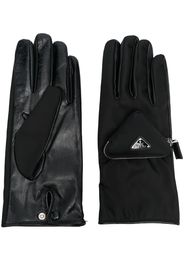 Prada logo-plaque cashmere gloves - Schwarz