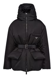 Prada Re-Nylon belted hooded jacket - Schwarz