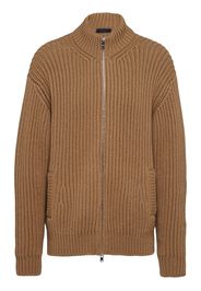 Prada ribbed-knit zip-up cardigan - Nude