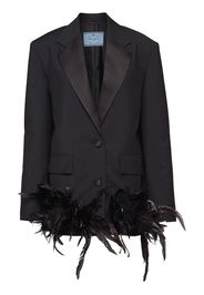 Prada Blazer aus Kid-Mohair mit Federn - Schwarz