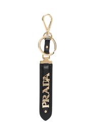 Prada logo-lettering leather keyring - Schwarz