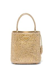 Prada small Panier crystal-embellished tote bag - Gold