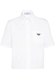 Prada logo-plaque cropped shirt - F0009 WHITE