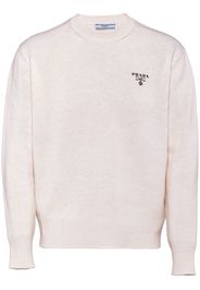 Prada logo-embroidered cashmere jumper - Weiß