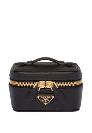 Prada triangle-logo leather beauty case - Schwarz