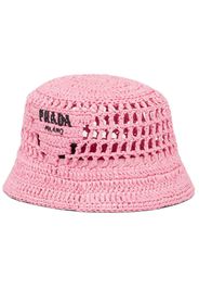 Prada embroidered-logo raffia bucket hat - Rosa