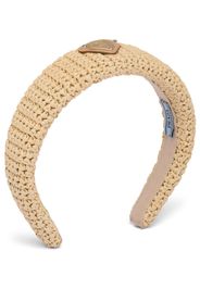 Prada triangle logo woven wicker headband - Nude