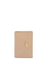 Prada triangle-embossed logo-plaque wallet - Nude