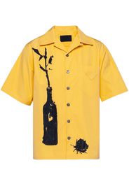 Prada bottle-print cotton bowling shirt - Gelb