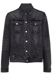 Prada logo-patch denim jacket - Schwarz