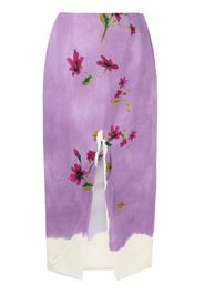 Prada floral-print midi skirt - Violett