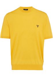 Prada embroidered-logo wool T-shirt - Gelb