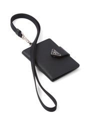 Prada Saffiano and leather card holder - Schwarz