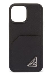 Prada Saffiano logo Iphone 14 Pro Max case - Schwarz