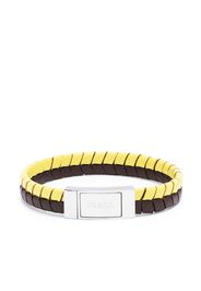 Prada logo-debossed braided bracelet - Gelb