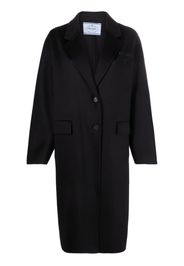 Prada logo-embroidered cashmere coat - Schwarz