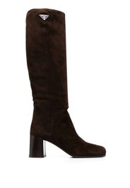 Prada 65mm knee-high leather boots - Braun