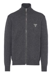 Prada logo-embroidered cashmere sweatshirt - Grau