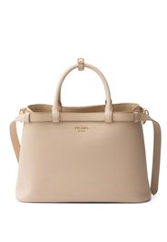Prada logo-stamp leather tote bag - Nude