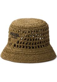 Prada logo-embroidered bucket hat - Grün
