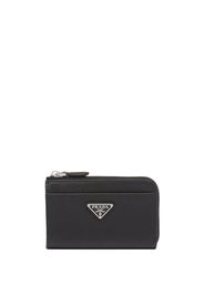 Prada triangle-logo leather keychain - Schwarz