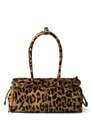 Prada medium printed leather tote bag - Braun