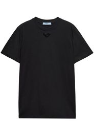 Prada Jersey-T-Shirt mit Triangel-Stickerei - Schwarz