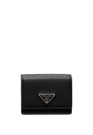 Prada Portemonnaie mit emailliertem Triangel-Logo - Schwarz