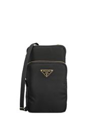 Prada logo-plaque shoulder bag - Schwarz
