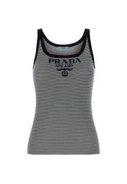 Prada striped embroidered silk tank top - Schwarz