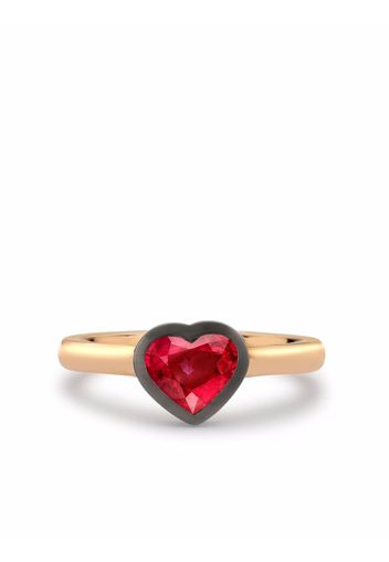 Pragnell Legacy Heart Shape Ruby Ring 1.07ct in 18ct Rose and Blackened White Gold - Rosa