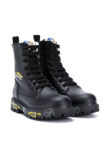 Premiata Kids Schnürstiefel im Military-Look - Schwarz