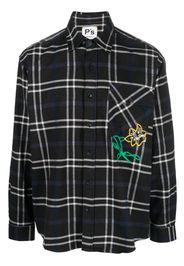 President’S embroidered-floral check shirt - Grau