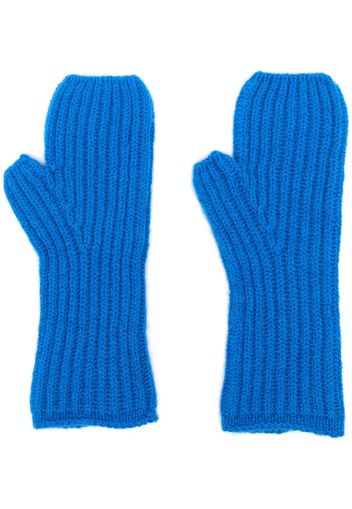 Pringle of Scotland Fisherman's Rib Knit Cashmere Wrist Warmers In Dark Blue - Blau