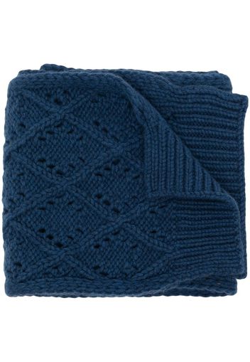 Pringle of Scotland diamond eyelet-stitch wool scarf - Blau