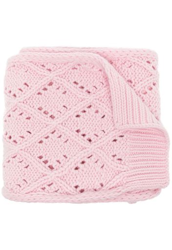 Pringle of Scotland diamond eyelet-stitch wool scarf - Rosa