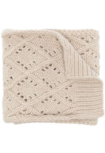 Pringle of Scotland diamond eyelet-stitch wool scarf - Weiß