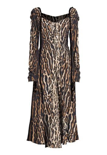 Proenza Schouler Leopard Crepe de Chine Cinched Dress - Braun