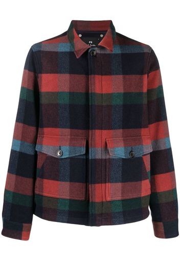 PS Paul Smith checkered pouch-pocket shirt jacket - Rot
