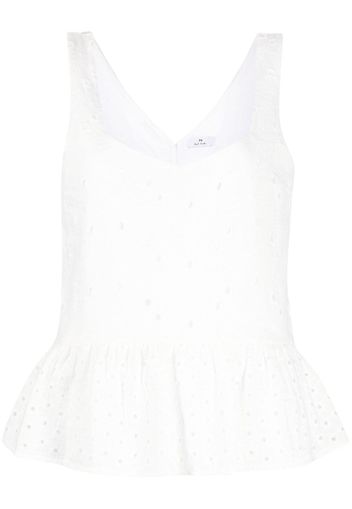 PS Paul Smith broderie anglaise peplum-hem blouse - Weiß