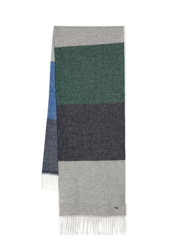 PS Paul Smith logo-patch striped wool scarf - Grau