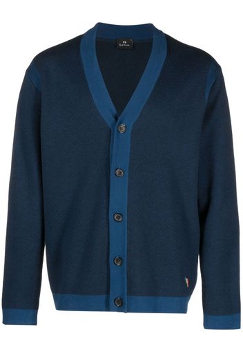PS Paul Smith V-neck organic-cotton cardigan - Blau